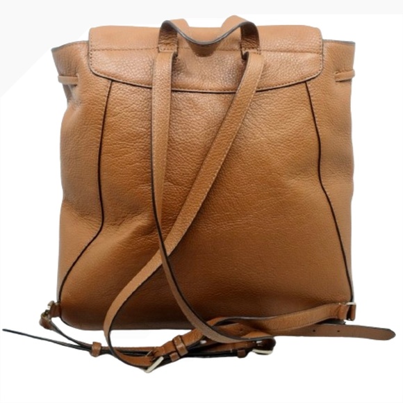 KATE SPADE~Leila~Large Flap Drawstring Backpack Warm Gingerbread Brown Leather - Picture 4 of 6